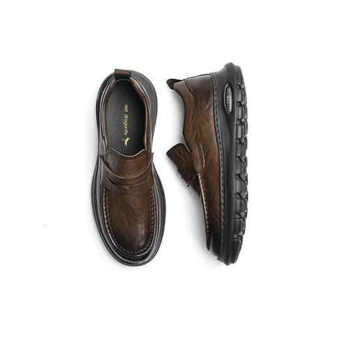 红蜻蜓休闲皮鞋2025秋季新款男鞋厚底增高商务男士正装皮鞋乐福鞋 - 图1