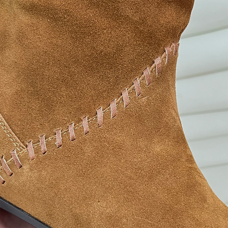 红蜻蜓西部靴秋季女鞋一脚蹬美拉德堆堆靴焦糖色旅游靴子长筒靴女,淘宝优惠券,粉丝福利购,淘宝优惠卷