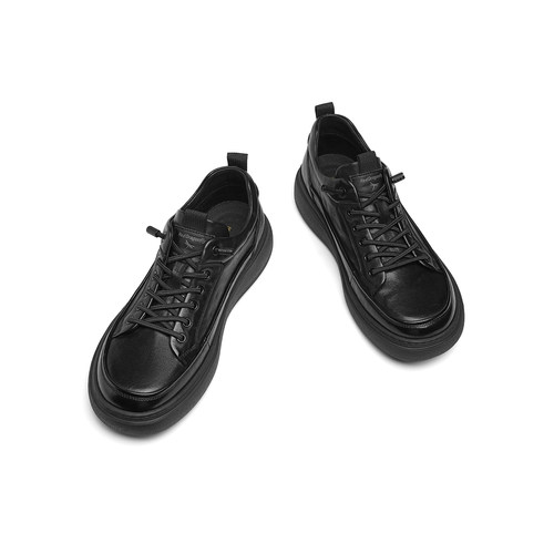 红蜻蜓休闲皮鞋2025秋季新款男鞋厚底时尚休闲鞋真皮板鞋运动鞋男 - 图1