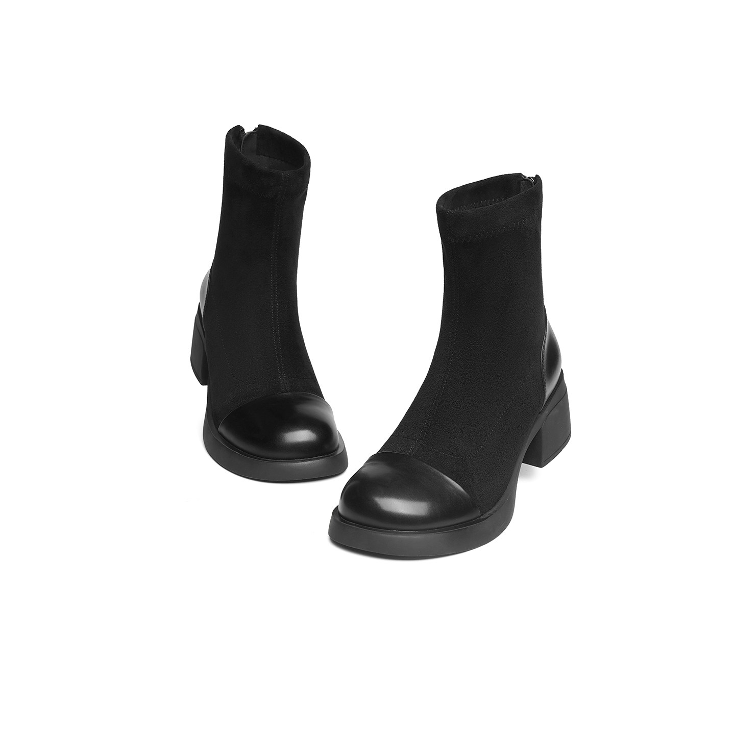 红蜻蜓瘦瘦靴女短靴秋冬季新款女鞋靴子粗跟显瘦女靴黑色弹力靴,淘宝优惠券,粉丝福利购,淘宝优惠卷