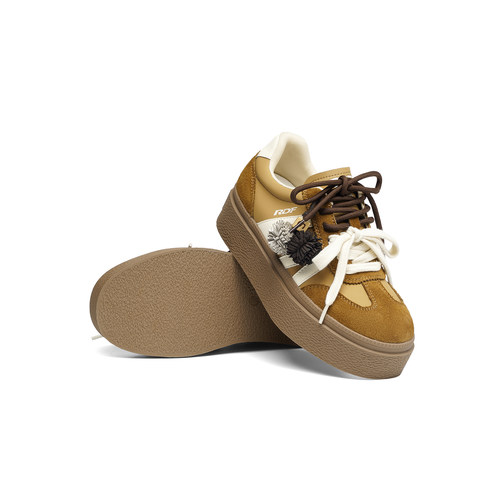 红蜻蜓德训鞋2025秋季新款女鞋厚底增高双系带板鞋休闲运动跑步鞋 - 图1