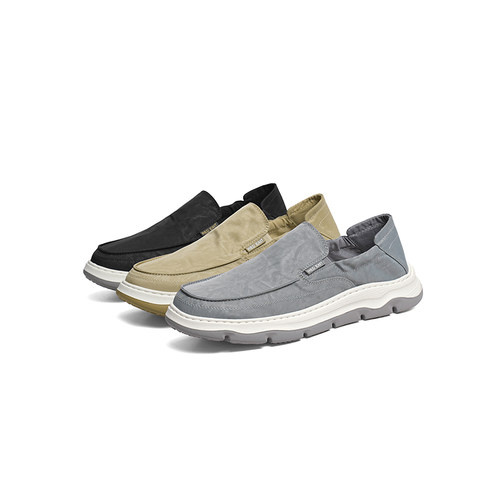 红蜻蜓布鞋2025秋款男鞋一脚蹬懒人外穿健步鞋休闲轻便中年爸爸鞋 - 图3