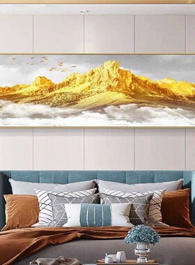 背靠金山卧室装饰画床头挂画轻奢高级感主卧客厅壁画山水画靠山图
