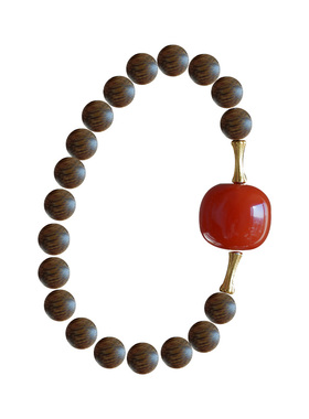 缘物珠宝 和田玉新品沉香木质手串 新疆青玉手串南红手串DIY