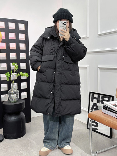 冬季新款大码中长款保暖羽绒服女百搭胖MM白鸭绒休闲显瘦连帽外套 - 图2