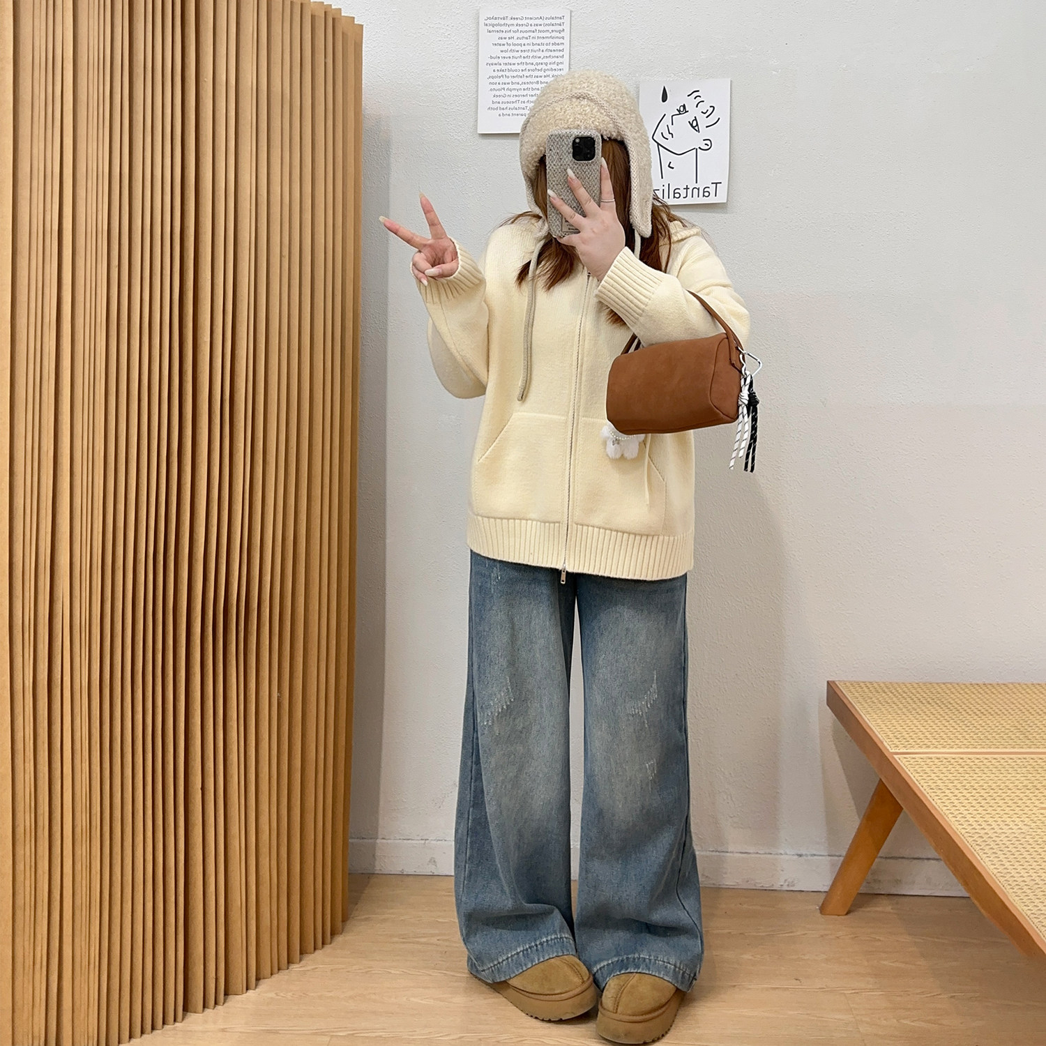 宛宛大码女装2025冬季新款胖mm设计感毛衣显瘦200斤连帽针织开衫,淘宝优惠券,粉丝福利购,淘宝优惠卷