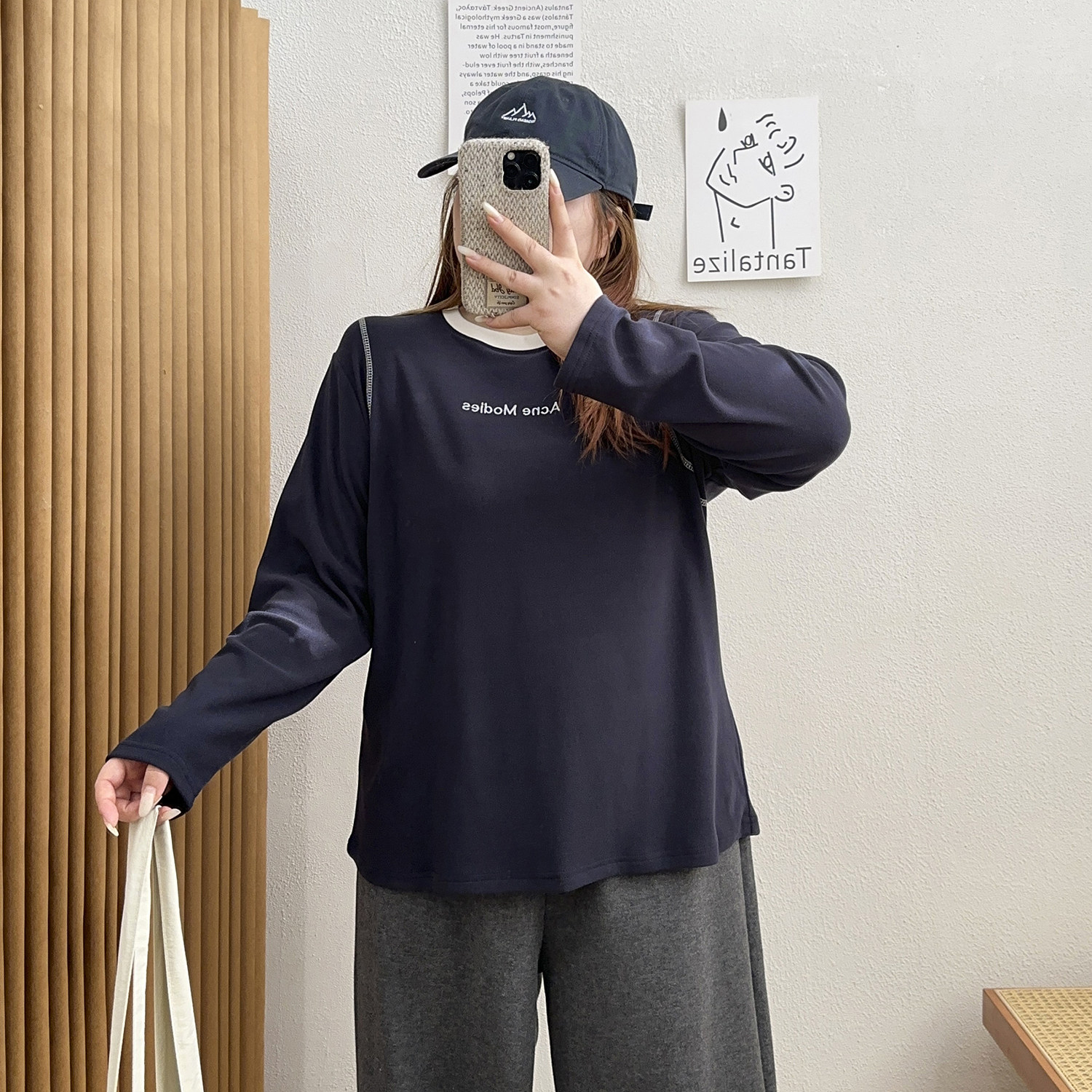 宛宛大码字母德绒长袖打底衫T恤女2025冬季新款宽松胖MM休闲上衣,淘宝优惠券,粉丝福利购,淘宝优惠卷