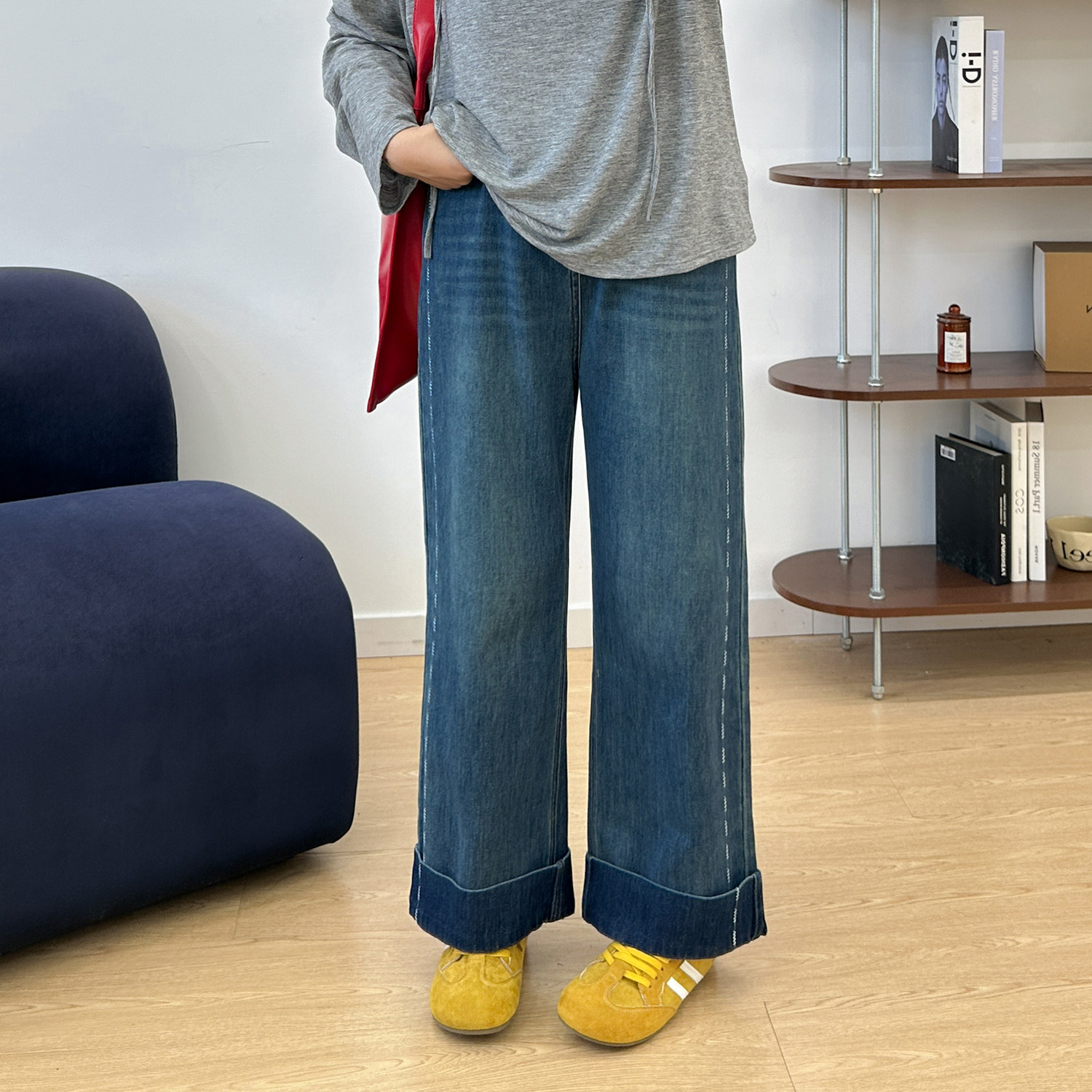 宛宛大码早秋九分直筒牛仔裤女胖mm梨形身材高腰宽松显瘦阔腿裤子,淘宝优惠券,粉丝福利购,淘宝优惠卷