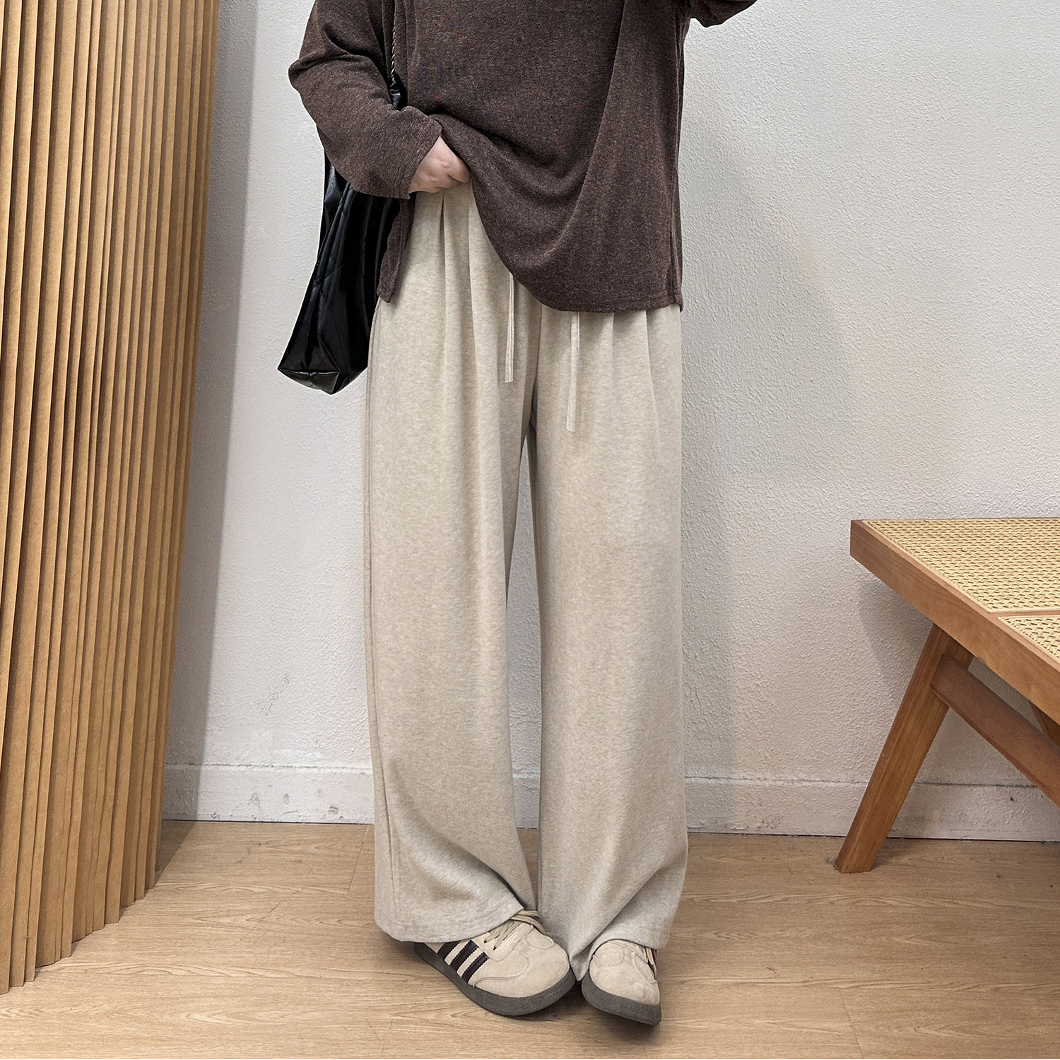 宛宛大码女装休闲裤宽松慵懒风秋新款高腰阔腿裤胖MM显瘦糯米裤子,淘宝优惠券,粉丝福利购,淘宝优惠卷