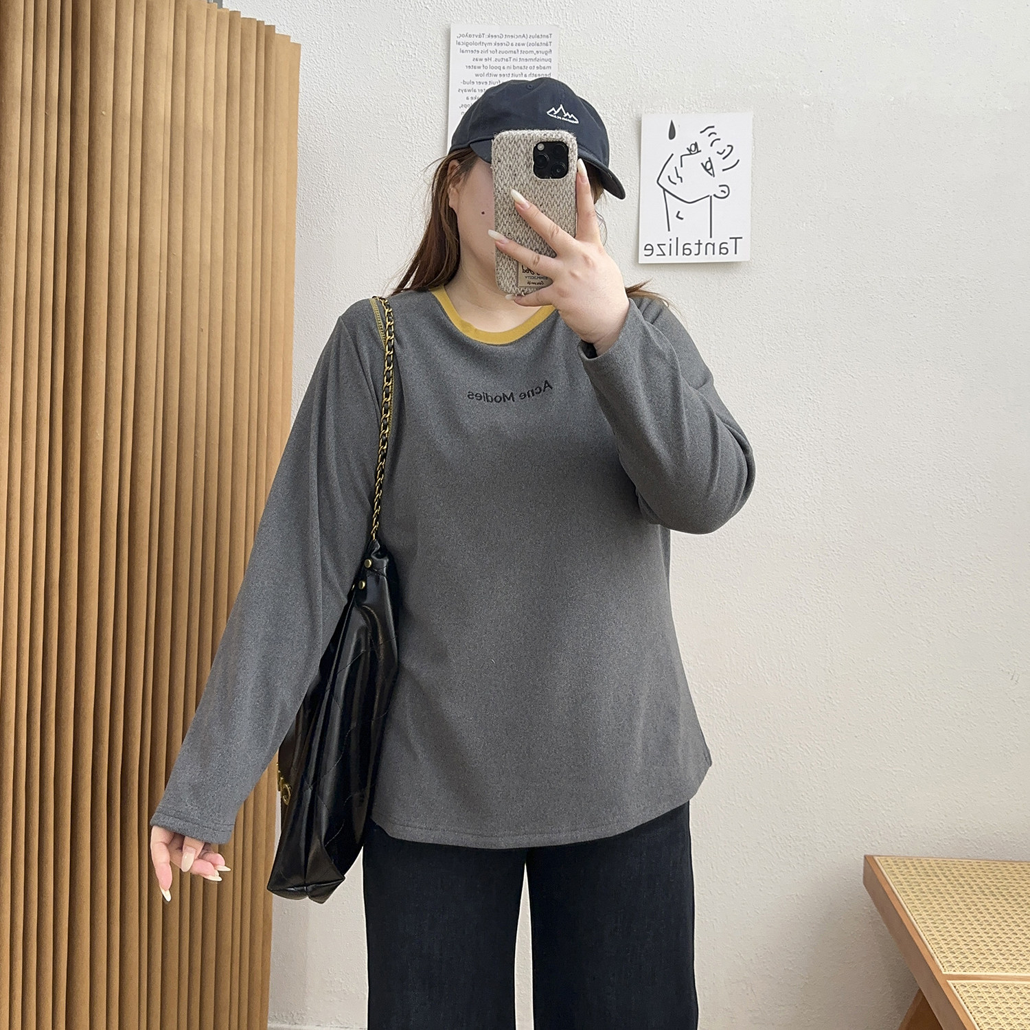 宛宛大码字母德绒长袖打底衫T恤女2025冬季新款宽松胖MM休闲上衣,淘宝优惠券,粉丝福利购,淘宝优惠卷