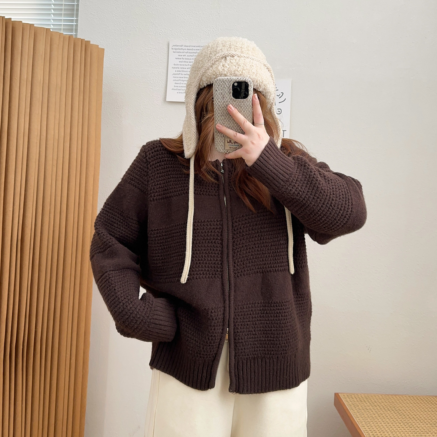 宛宛大码双拉链毛衣开衫女秋冬2025新款胖mm宽松针织外套慵懒上衣,淘宝优惠券,粉丝福利购,淘宝优惠卷