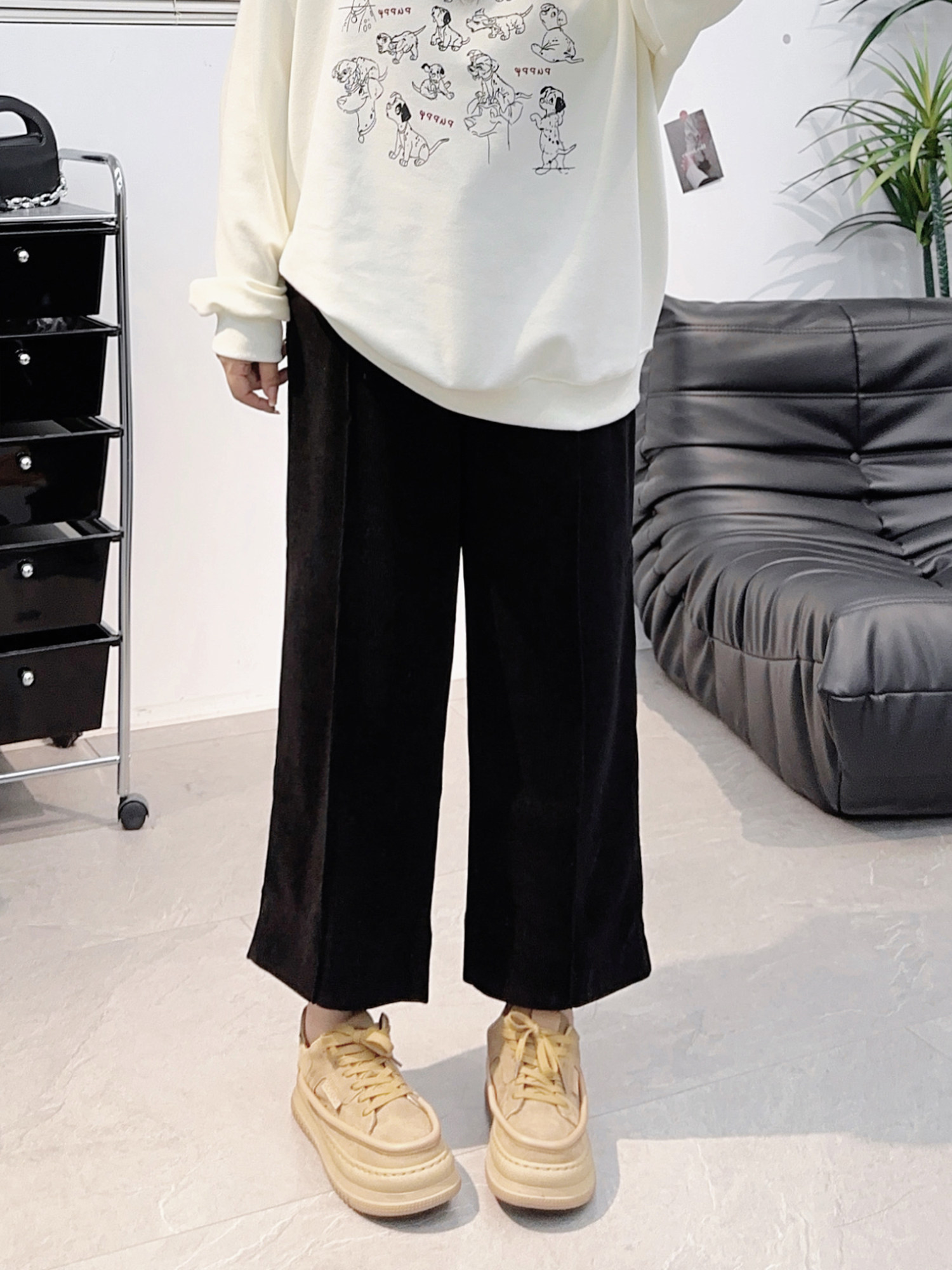 宛宛大码秋冬新款灯芯绒高腰休闲裤女直筒裤胖mm遮肉显瘦阔腿裤子,淘宝优惠券,粉丝福利购,淘宝优惠卷