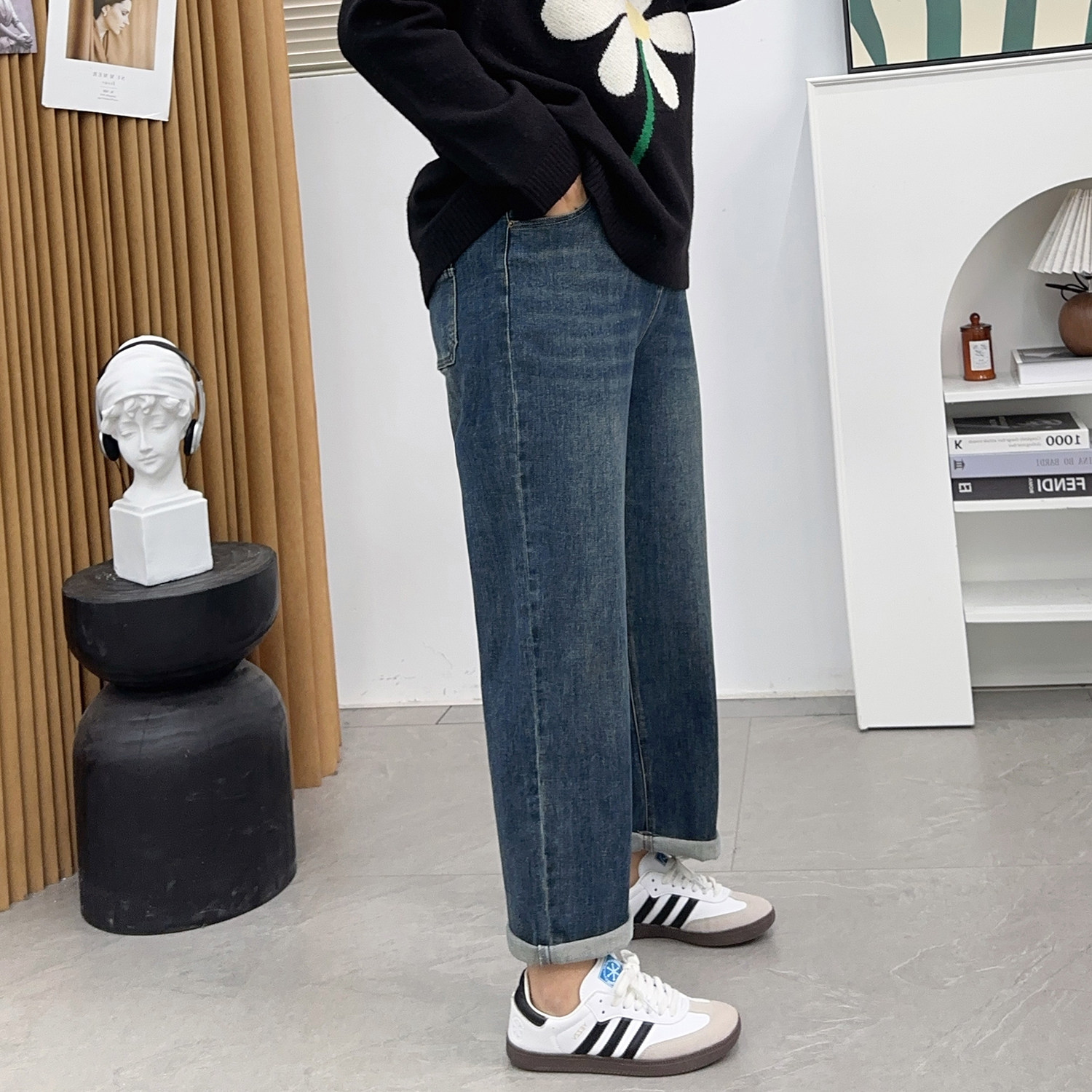 大码复古蓝直筒牛仔裤女秋冬新款高腰胖mm宽松显瘦梨形身材阔腿裤,淘宝优惠券,粉丝福利购,淘宝优惠卷