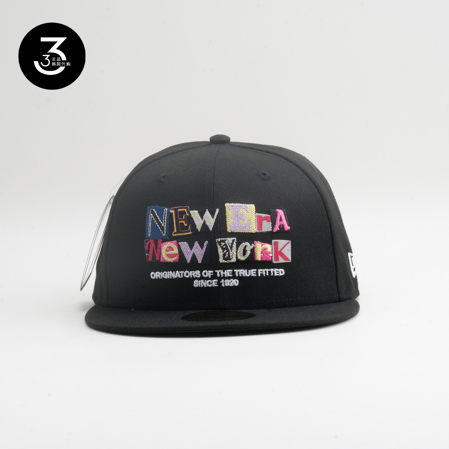 韩国代购NEWERA纽亦华美式嘻哈拼贴工艺5950平沿全封闭棒球帽黑色,淘宝优惠券,粉丝福利购,淘宝优惠卷