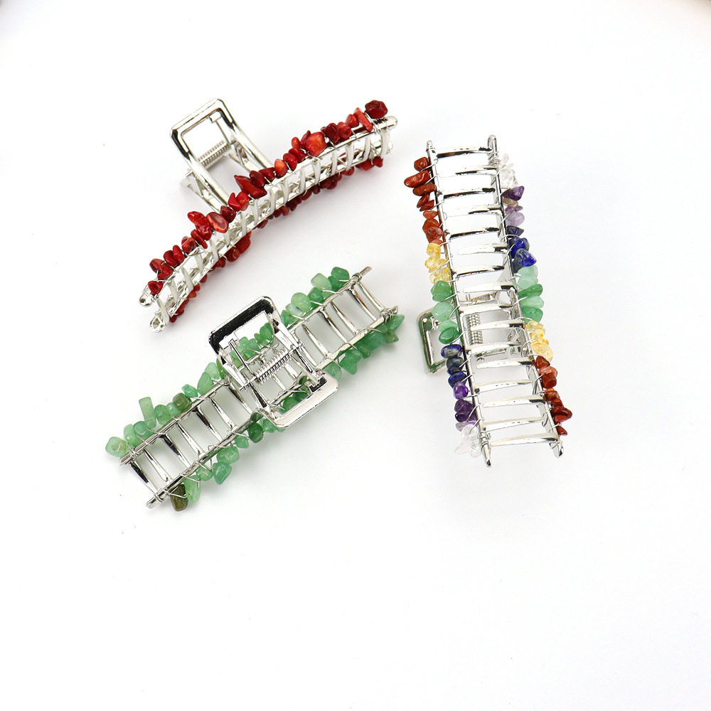 亚马逊天然水晶碎石合银方口发抓发夹发卡女士新款绑头饰品F44,淘宝优惠券,粉丝福利购,淘宝优惠卷