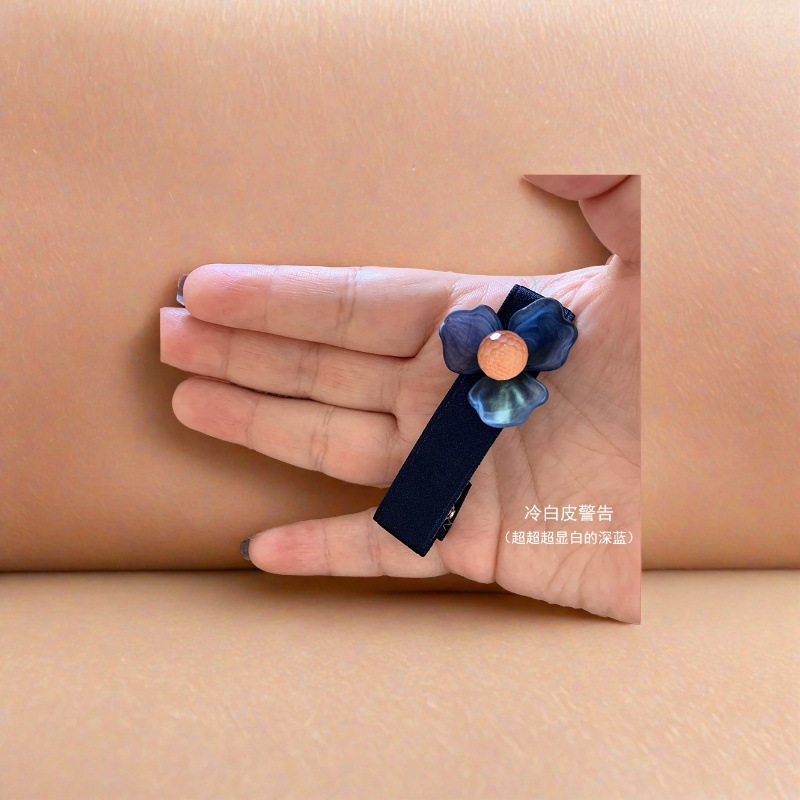 韩国ins 显白蓝色紫色磨砂花朵边夹立体花瓣水晶刘海夹鸭嘴夹发夹,淘宝优惠券,粉丝福利购,淘宝优惠卷