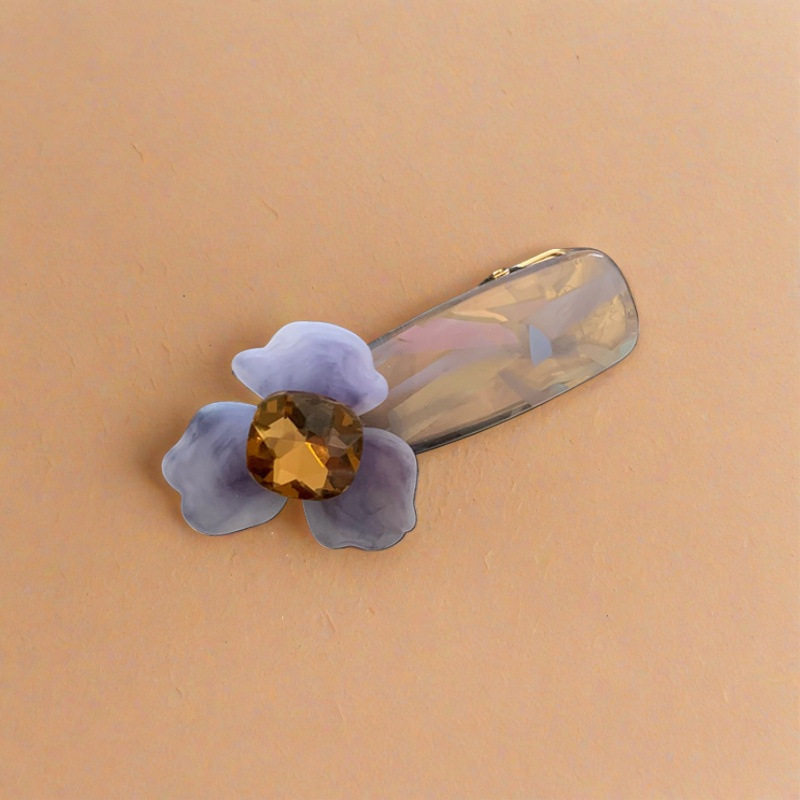 韩国ins 显白蓝色紫色磨砂花朵边夹立体花瓣水晶刘海夹鸭嘴夹发夹,淘宝优惠券,粉丝福利购,淘宝优惠卷