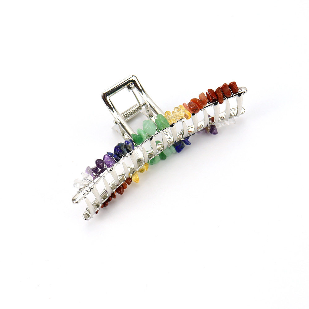 亚马逊天然水晶碎石合银方口发抓发夹发卡女士新款绑头饰品F44,淘宝优惠券,粉丝福利购,淘宝优惠卷