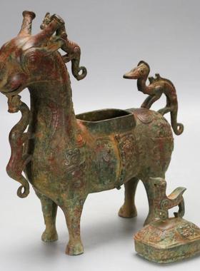 纯铜复古邓仲牺尊收藏品