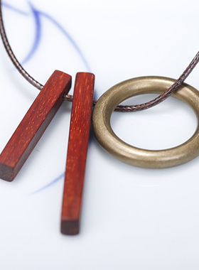 印度小叶紫檀方条吊坠项链长款毛衣链女文艺气质简约百搭潮流个性