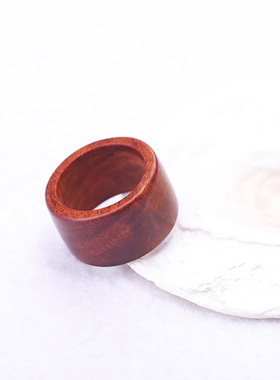 印度小叶紫檀木雕刻戒指红木宽版指环情侣对戒定情礼物可刻字定制