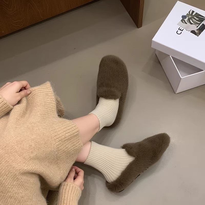 日本GP豹纹包头毛毛拖鞋女外穿秋冬新款水貂毛保暖加绒软底棉拖鞋,淘宝优惠券,粉丝福利购,淘宝优惠卷