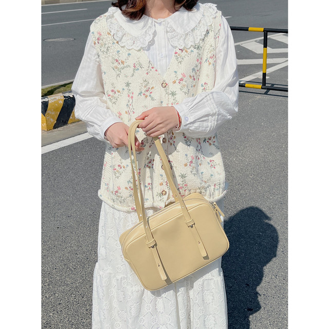 Stepping into the Milky Way Early Spring Japanese Style, Sweet and Fresh, Fragmented Flower Knitted Vest, Small and Cute Tank Top, Cardigan Girl