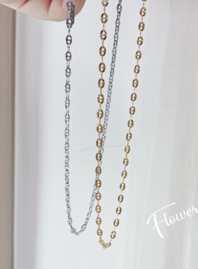 极简拼接印花钛钢素链气质轻奢小众设计感百搭叠戴设计感锁骨链