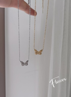 梦幻蝴蝶钛钢项链时尚精致百搭高级感轻奢小众设计感送闺蜜锁骨链