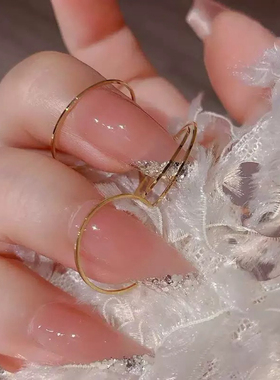 超精致！不掉色洗手不用摘极简超细素圈彩色单钻锆石叠戴百搭戒指