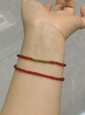 红尖晶珠珠手链气质轻奢小众设计感本命年红色发财转运叠戴手饰