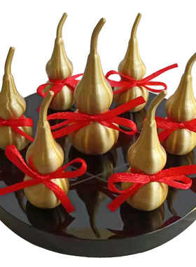 铜葫芦七星阵摆件实心空心葫芦黑曜石底盘大号七星阵床头客厅书桌