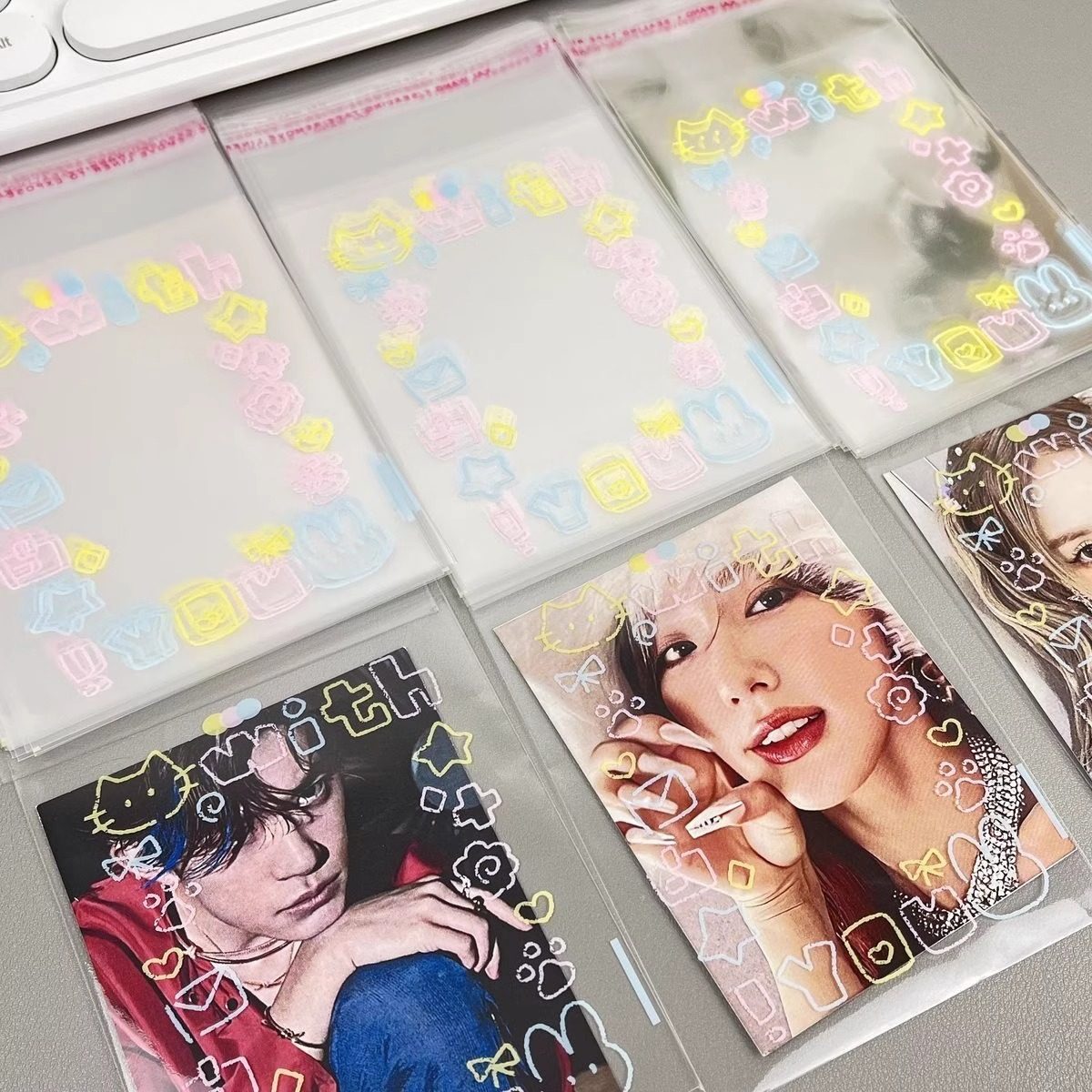 ins高颜值自封袋出卡打包材料爱豆小卡透明包装袋耳钉饰品收纳袋,淘宝优惠券,粉丝福利购,淘宝优惠卷