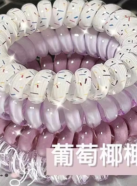 韩式少女高品质葡萄椰椰波点电话线夏天清新百搭日常发绳发圈耐用