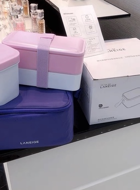 包邮专柜赠品兰芝便当盒微波炉可用收纳盒饭盒水果盒简约勺子筷子