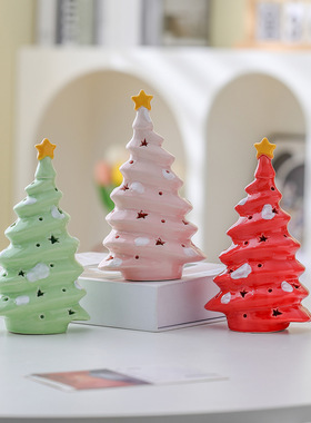 圣诞节圣诞树陶瓷摆件小夜灯