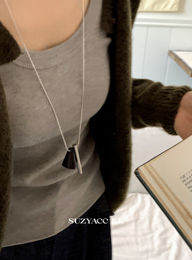 suzyacc kr设计感几何不规则三角形毛衣链小众通勤百搭高级长项链