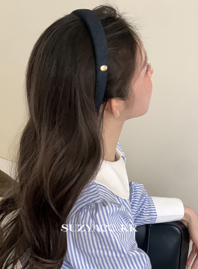suzyacc kr牛仔金标高颅顶海绵发箍女2026新款日系复古小众头箍