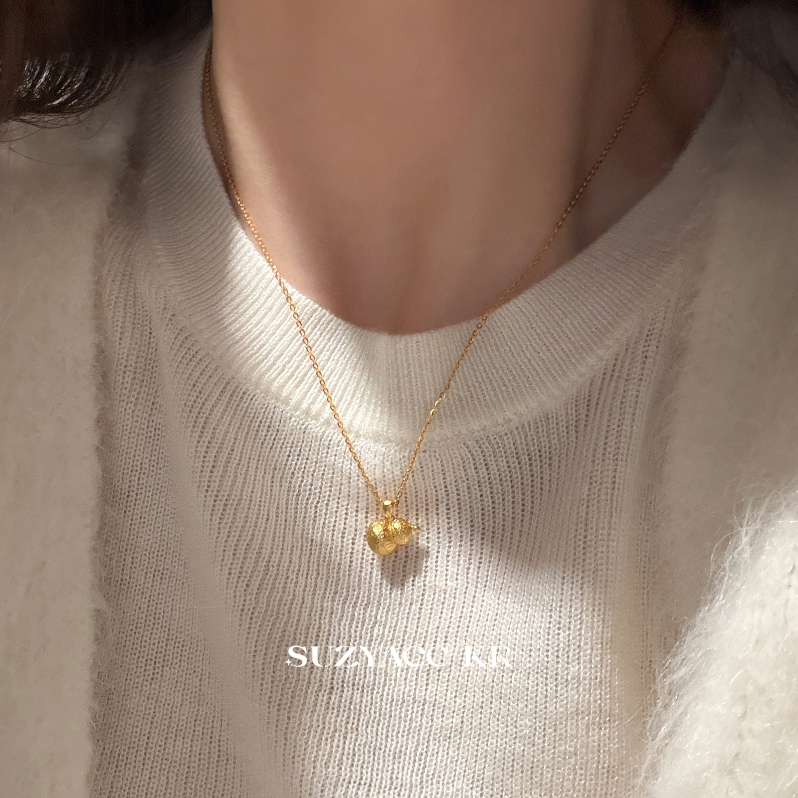 suzyacc kr纯银葫芦项链新中式简约小众高级感毛衣链轻奢气质颈链 - 图0