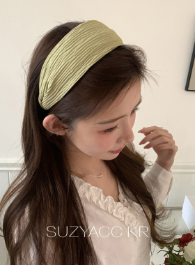 【99元任选4件】显白牛油果绿褶皱发箍女2026复古小清新温柔头箍