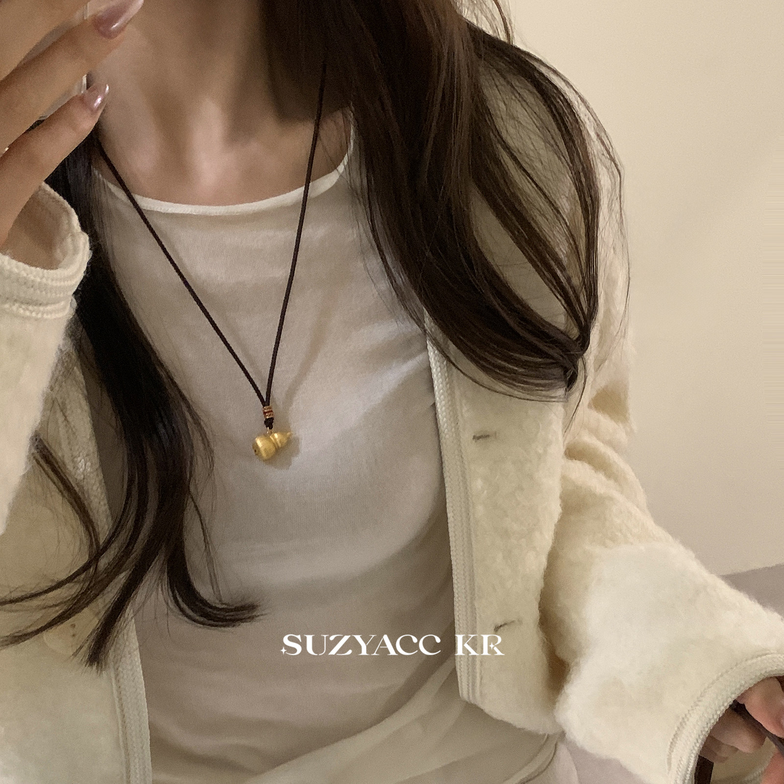 suzyacc kr珠宝感纯银拉丝金葫芦毛衣链新年轻奢高级感贵气长项链,淘宝优惠券,粉丝福利购,淘宝优惠卷