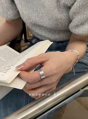 纯银机器人涂鸦戒指可爱