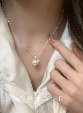 【新品限时2件88折】3.18 10：00珍珠水钻花球项链