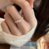 Suzyacc kr sterling silver bow imitation pearl ring elastic light luxury temperament high-end index finger ring adjustable