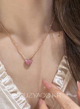 suzyacc kr超闪串珠水钻爱心项链脚链两戴复古小众个性百搭配饰