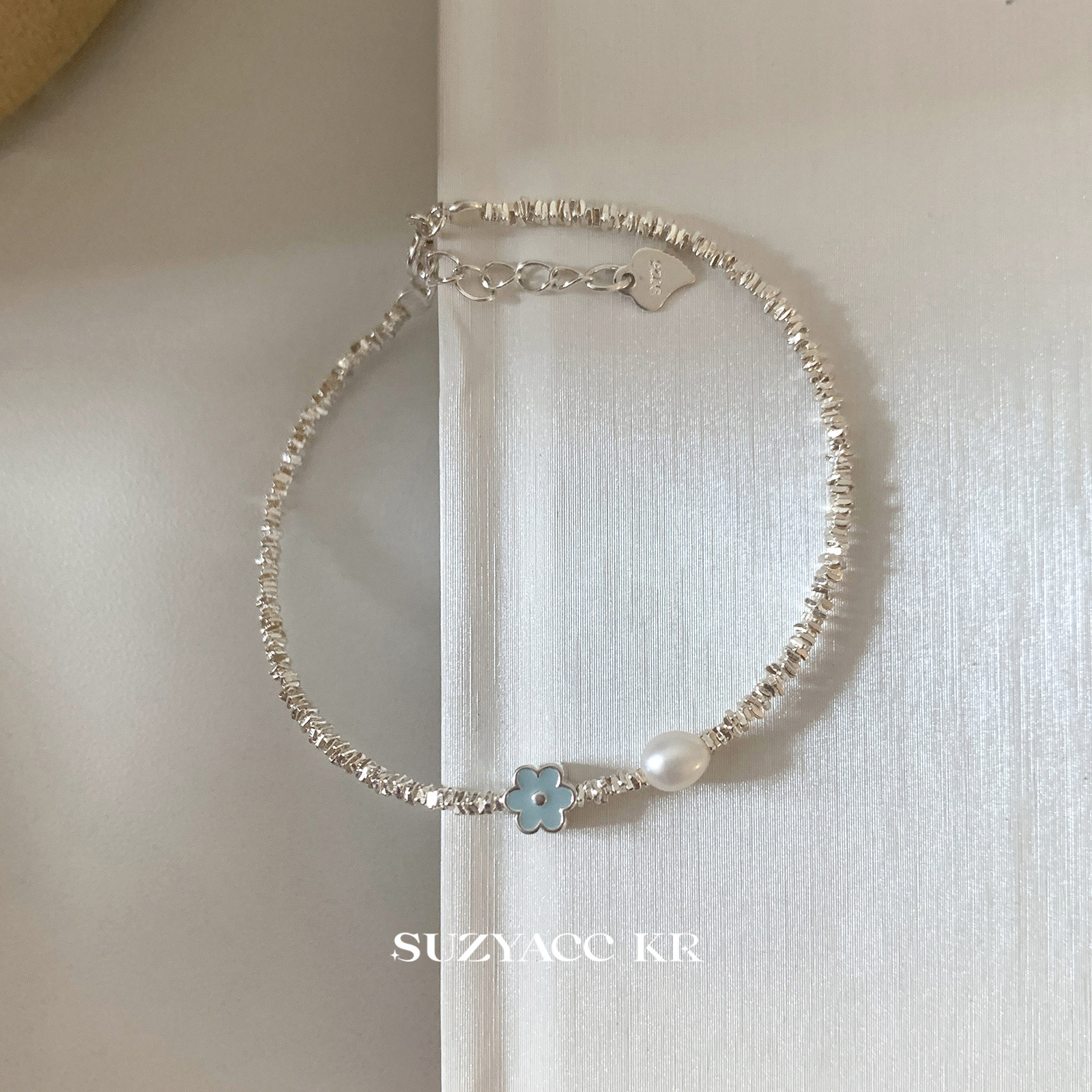 suzyacc kr纯银花朵手链简约小众高级感手饰重工复古碎银串珠手绳,淘宝优惠券,粉丝福利购,淘宝优惠卷