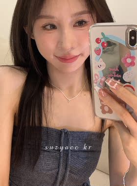 复古橄榄绿圆钻波光粼粼纯银项链