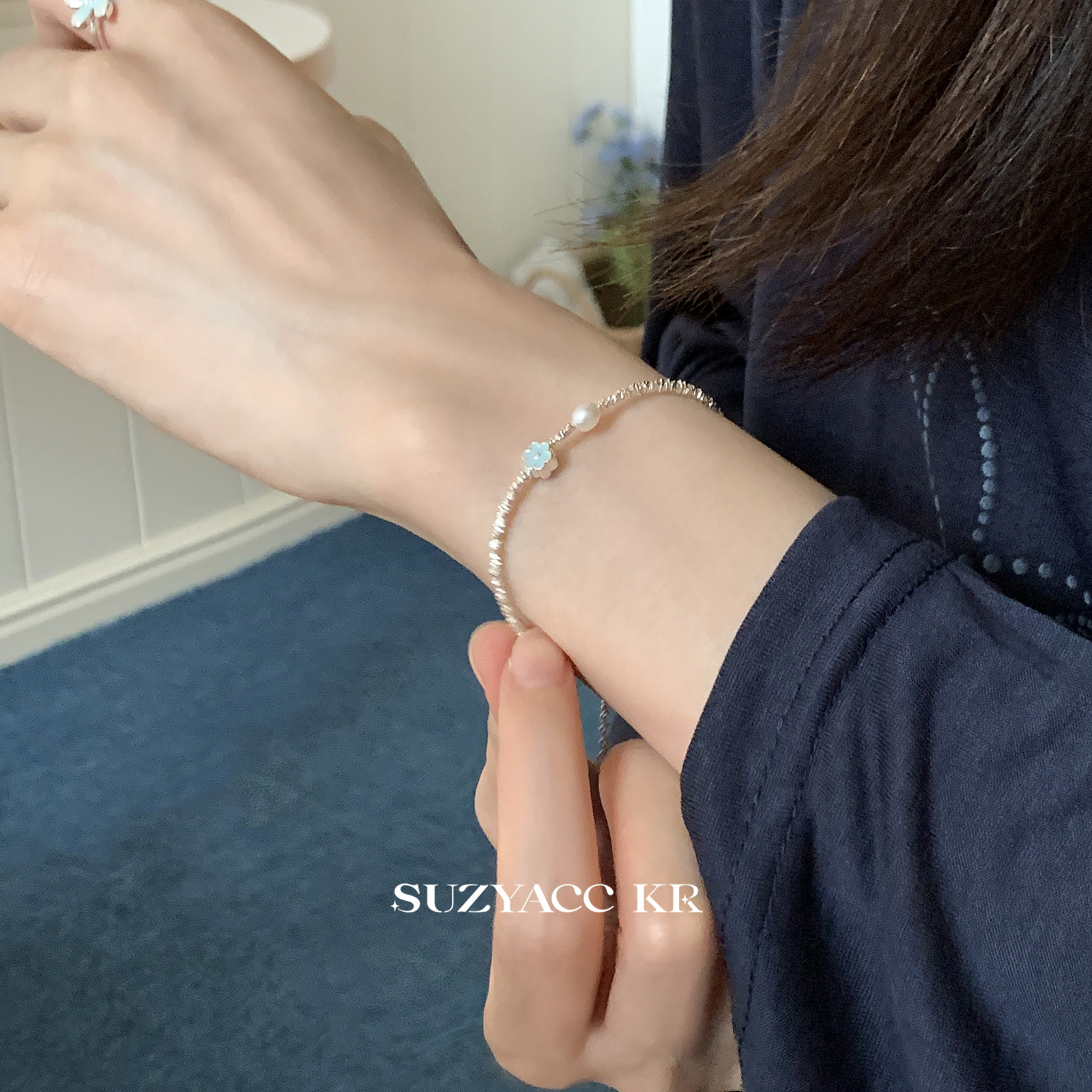 suzyacc kr纯银花朵手链简约小众高级感手饰重工复古碎银串珠手绳,淘宝优惠券,粉丝福利购,淘宝优惠卷