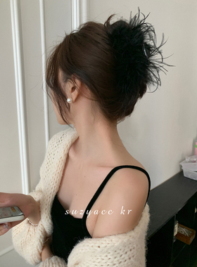 抓夹黑色羽毛驼鸟毛发饰