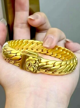 古法色金色三马鞭手链双马鞭手链金色本命年手链男送男友气质时尚